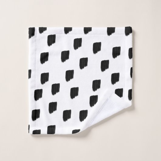 Borstel met zwarte en witte Waterverf Bad Handdoek (Wasdoekje)