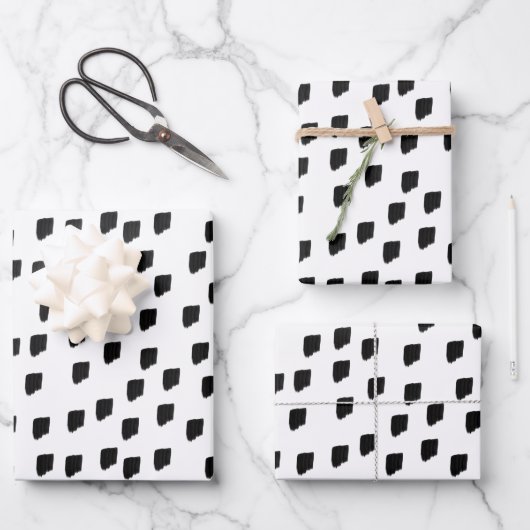 Borstel met zwarte en witte Waterverf Inpakpapier Vel (Voorkant)