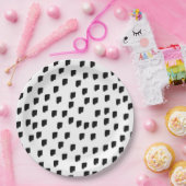 Borstel met zwarte en witte Waterverf Papieren Bordje (Feest)