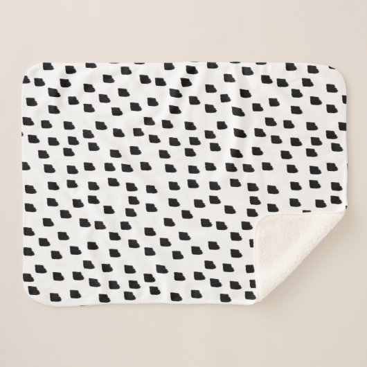 Borstel met zwarte en witte Waterverf Sherpa Deken (Voorkant (horizontaal))