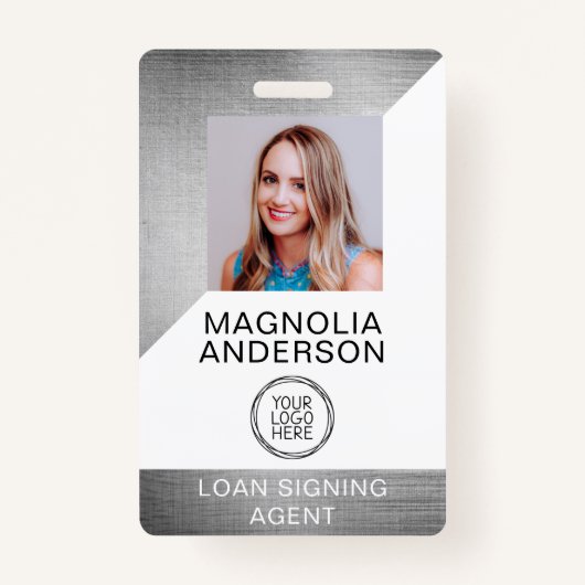 Borstel Metal Employee Photo Logo Barcode Name Bad Badge (Voorkant)