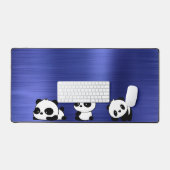 Borstel Metallic Blauw met Panda Bureaumat (Keyboard & Muis)