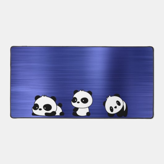 Borstel Metallic Blauw met Panda Bureaumat (Voorkant)