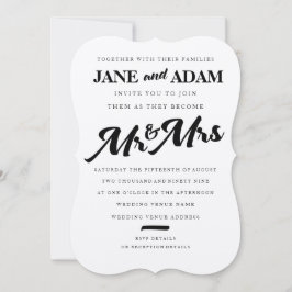 Borstel Mr. & Mrs Typografie Bruiloft Uitnodiging