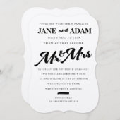 Borstel Mr. & Mrs Typografie Bruiloft Uitnodiging (Voorkant / Achterkant)