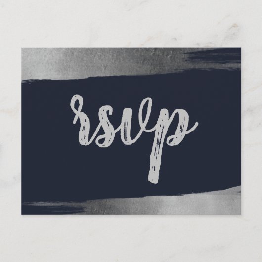 Borstel Rustiek Marine Zilver Eenvoudig Modern RSV Uitnodiging Briefkaart (Voorkant)
