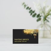 Borstel Schilderen Gouden Verf Splatter Visitekaartje (Staand voorkant)