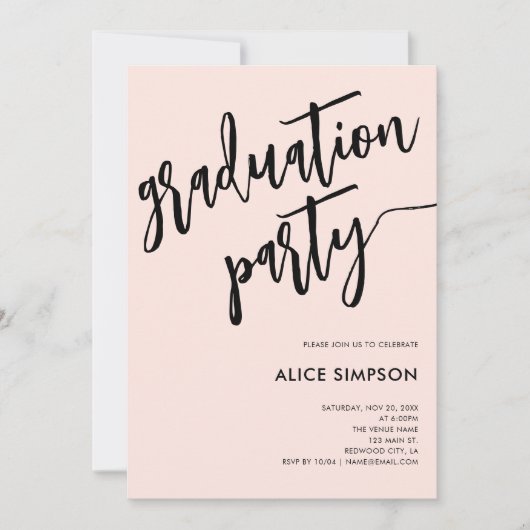 Borstel Schrift Eenvoudige Foto Afstudeerfeest Kaart (Voorkant)