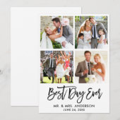 Borstel Script beste dag ooit bruiloft 4 foto Bedankkaart (Voorkant / Achterkant)