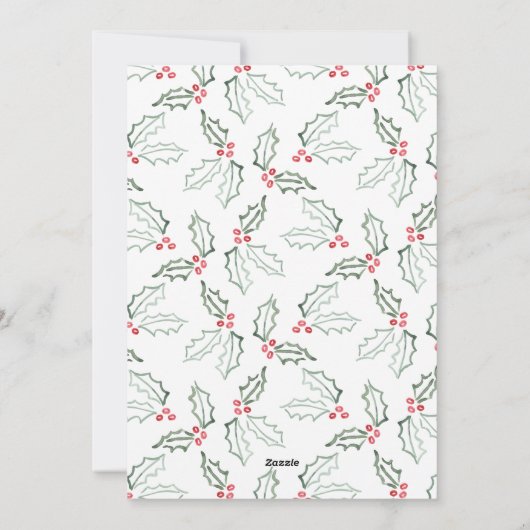 Borstel Script Christmas Hollies Photo Chalkboard Feestdagenkaart (Achterkant)