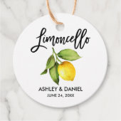 Borstel Script Citroen Bruiloft Limoncello Ronde K Bedankjes Labels (Voorkant)