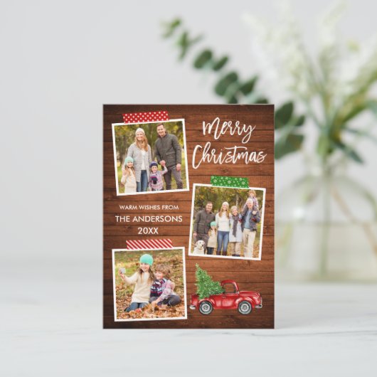 Borstel Script Craft Tape Hout Rode Vrachtwagen Ke Briefkaart (Staand voorkant)