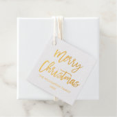 Borstel Script Gouden folie Merry Christmas Square Bedankjes Labels (Met doos)