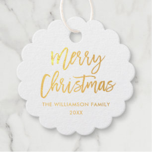 Borstel Script Gouden folie Vrolijk Kerstfeest Bedankjes Labels