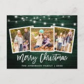 Borstel Script Green Wood Licht 3 Kerstmis foto Briefkaart (Voorkant)