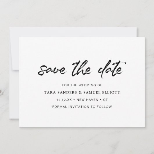 Borstel script handschrift minimalistische moderne save the date (Voorkant)