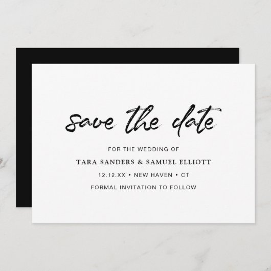 Borstel script handschrift minimalistische moderne save the date (Voorkant / Achterkant)
