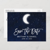 Borstel Script Hemelse Maan Sterren Bewaar de Datu Aankondigingskaart (Voorkant / Achterkant)