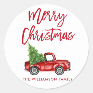 Borstel Script Kerst  Truck Envelope Seal Ronde Sticker