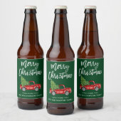 Borstel Script Kerst  Truck Groen Bier Etiket (Flessen)