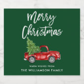Borstel Script Kerst  Truck Groen Bier Etiket (Enkel label)