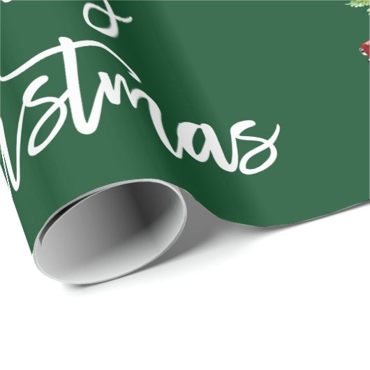 Borstel Script Kerst  Truck Groen Cadeaupapier (Rol Hoek)