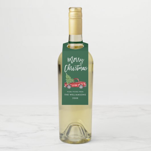 Borstel Script Kerst Truck Groen Flessenhanger (Op fles)