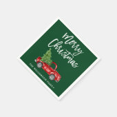 Borstel Script Kerst  Truck Groen Servet (Hoek)