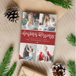 Borstel Script Kerstmis Zegeningen Fotocollage Feestdagenkaart