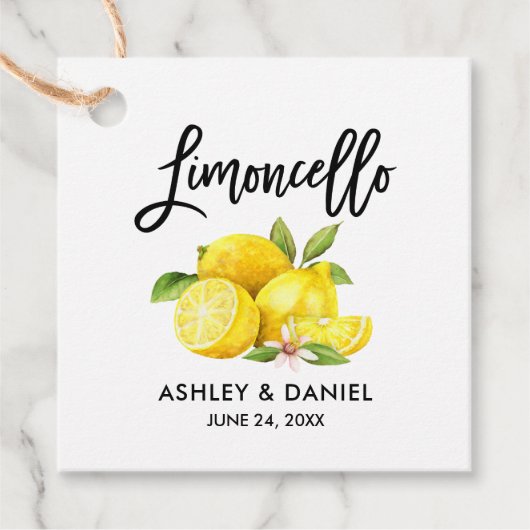 Borstel Script Lemons Bruiloft Limoncello Kraft Bedankjes Labels (Voorkant)