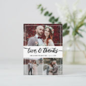 Borstel Script Liefde & Bedankt Bruiloft Collage Aankondigingskaart (Staand voorkant)