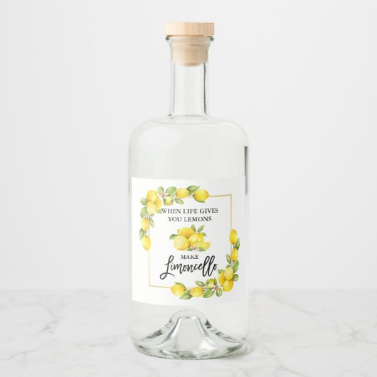 Borstel Script Limoncello citroenen Likeurfles Etiket (Voorkant)