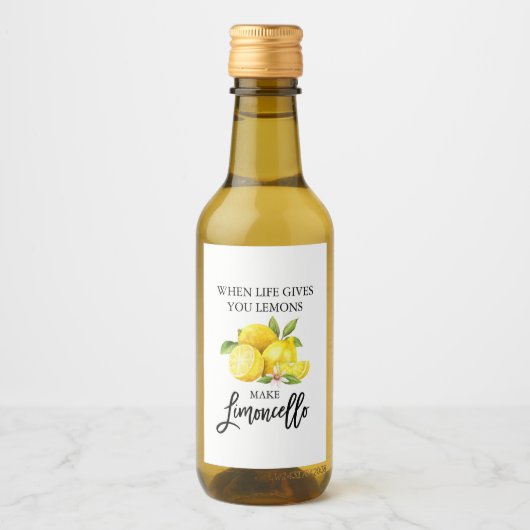 Borstel Script Limoncello Citroenen Mini Fles Labe Wijn Etiket (Voorkant)