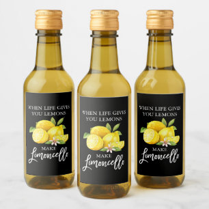 Borstel Script Limoncello Zwart Mini Flesetiket Wijn Etiket