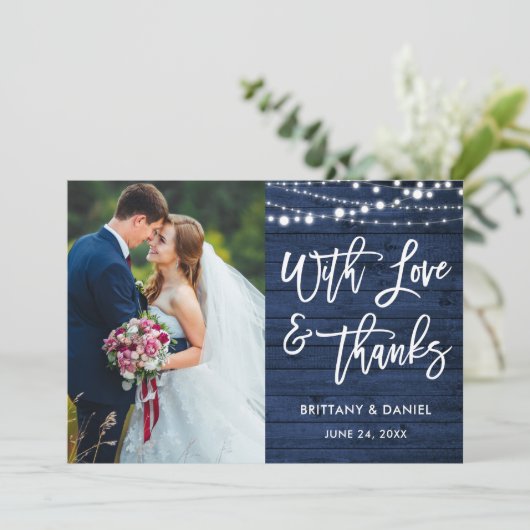 Borstel Script Rustiek Blauw Hout Liefde Bedankt b (Staand voorkant)