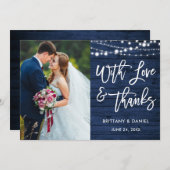 Borstel Script Rustiek Blauw Hout Liefde Bedankt b (Voorkant / Achterkant)