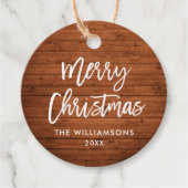 Borstel Script rustieke hout kerst Bedankjes Labels (Voorkant)
