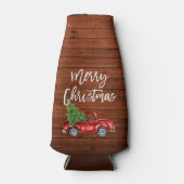 Borstel Script Rustieke Houten Vrachtwagen Kerstmi Flesjeskoeler (Voorkant)