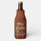 Borstel Script Rustieke Houten Vrachtwagen Kerstmi Flesjeskoeler (Fles Voorkant)