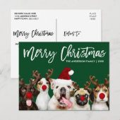 Borstel Script Star Merry Christmas Dogs Groen Briefkaart (Voorkant / Achterkant)