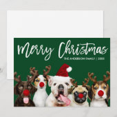 Borstel Script Star Merry Christmas Dogs Groen Feestdagenkaart (Voorkant / Achterkant)