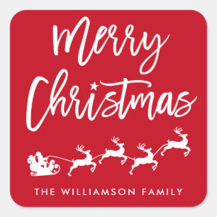 Borstel Script Star Santa Kerstmis Envelope Seal Vierkante Sticker