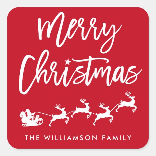 Borstel Script Star Santa Kerstmis Envelope Seal Vierkante Sticker (Voorkant)