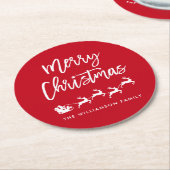 Borstel Script Star Santa Merry Christmas Ronde Kartonnen Onderzetter (Gebogen)