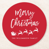Borstel Script Star Santa Merry Christmas Ronde Kartonnen Onderzetter (Voorkant)