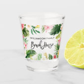 Borstel Script Tropische Bloemen Greenery Beach Ho Shot Glas (Voorkant)