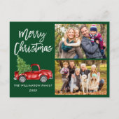 Borstel Script  Truck 2 foto Kerstmis Groen Briefkaart (Voorkant)
