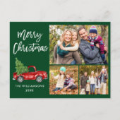 Borstel Script  Truck 3 Foto Kerstmis Groen Briefkaart (Voorkant)