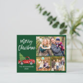 Borstel Script  Truck 3 Foto Kerstmis Groen Briefkaart (Staand voorkant)