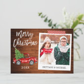 Borstel Script Truck Instant Photo Craft Tape Wood Feestdagenkaart (Staand voorkant)